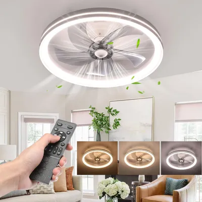 Produktbild von 50W LED Deckenleuchte mit Ventilator, 6 Geschwindigkeiten, Dimmbar Mit Fernbedienung, 48cm Ventilatorlicht Für Wohnzimmer Schlafzimmer Küche