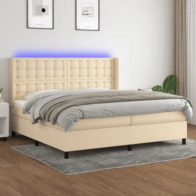 Produktbild von Maison Exclusive - Boxspringbett mit Matratze & LED Creme 200x200 cm Stoff