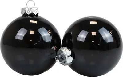 Produktbild von Glas Weihnachtskugeln Schwarz Christbaumschmuck Ø7,5cm 12St