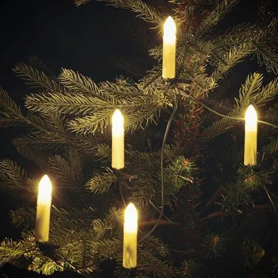 Productafbeelding van Lichtketting met LED kaarsen warm wit - 20 LED - 9,75 m lengte - sfeervolle kerstverlichting
