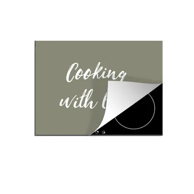 Produktbild von KitchenYeah© Herdabdeckplatte Zitate - Kochen mit Liebe - Sprichwörter - Liebe - Kochen , 58x51cm, Küche Deko, Glaskeramikkochfeld Herdabdeckung, Abdeckplatte fùr Kochfeld
