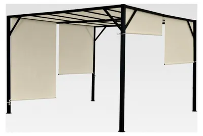 Produktbild von Pergola Baia, Gartenpavillon mit Terrassenüberdachung, stabiles 6cm-Stahlgestell und Schiebedach - 4x3m