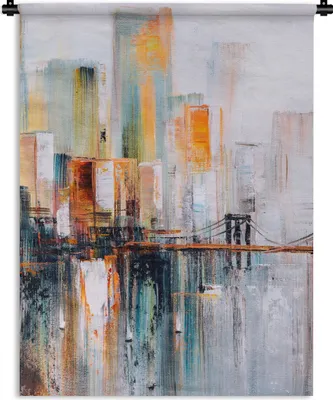 Produktbild von MuchoWow® Wandteppich Wandbehang Ölgemälde - Skyline - Abstrakt 150x200 cm Tapisserie Dekoration Wandtuch - Wandaufhängung - Moderner