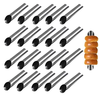 Produktbild von Cannoli Formen 20 Stück Edelstahl Schillerlockenform Schaumrollenform Spirale Horn Tubes Hörnchen Backform Set