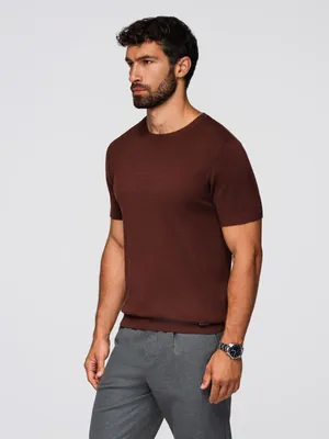 Immagine prodotto di T-shirt Ombre da uomo in maglia con polsini a coste bordeaux L