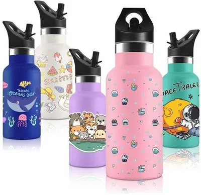 Productafbeelding van Thermosfles met Rietje voor Kinderen, 350 ml