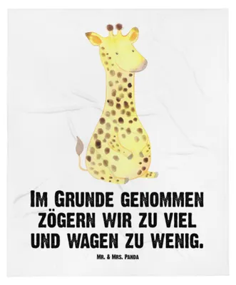 Produktbild von Mr. & Mrs. Panda Tagesdecke Giraffe Zufrieden - Weiß - Geschenk, Afrika, Decke, Plaid, Wohndecke, Sofaüberwurf, Abenteuer, Glück, Bettüberwurf