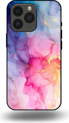 Produktbild von Smartphonica Handytasche passend für iPhone 13 Pro mit Marmordruck - TPU Rückendeckung Fall Marmor Design - Regenbogen