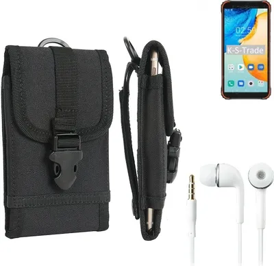 Produktbild von K-S-Trade Holster Schutz Hülle kompatibel mit Blackview BV4900 Pro Gürteltasche Handy Hülle Tasche outdoor Seitentasche schwarz 1x + Kopfhörer