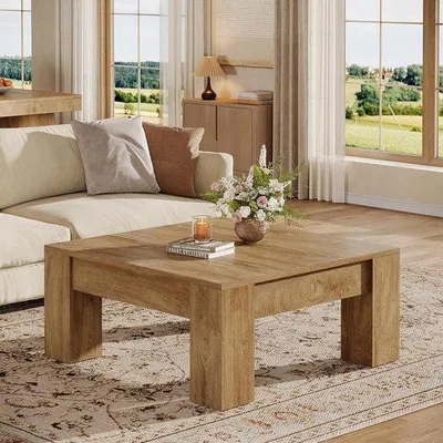 Produktbild von Famanu Salontisch Quadratisch - Robuste Holzbeine, 100 x 100 x 50 cm