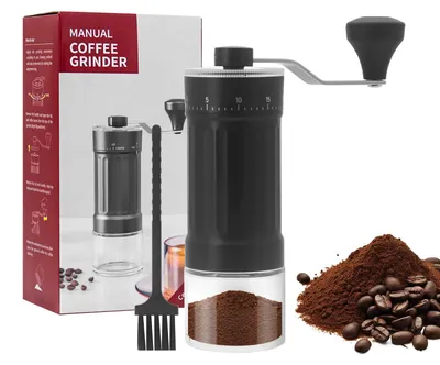 Kaffeemühle, Handmahlwerk, 40 Mahlgrade, 325 g, 17 cm, schwarz