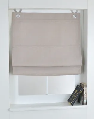 Produktbild von Raffrollo / Ösenrollo verdunkelnd Dimout ohne Bohren creme 45 x 130 cm