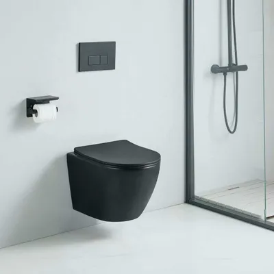 Produktbild von Wand-WC Set CARCEO mit WC-Sitz spülrandlos schwarz