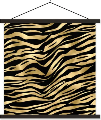 Produktbild von MuchoWow® Textilposter Muster - Zebra - Gold 90x90 cm mit schwarzem Rahmen - Magnetisches