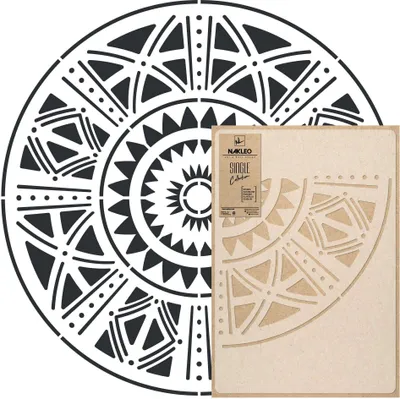 Produktbild von Mandala Große Malschablonen Durchmesser 110 cm, Afrikanisches Ethnisches Kreis Mandala Geometrisches Ornament, Wiederverwendbare Kunststoff Wandschablone DIY