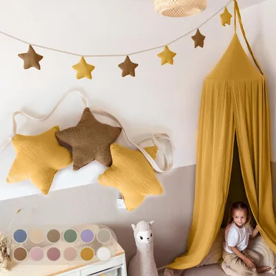 Produktbild von Handgemachte Wimpelkette für Kinderzimmer aus Musselin Baumwolle