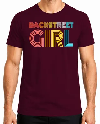 Productafbeelding van Backstreet Boys-fan, T-shirt voor heren uit de jaren '90, met opdruk over boybands, humoristisch, kleur: bordeauxrood, maat: L