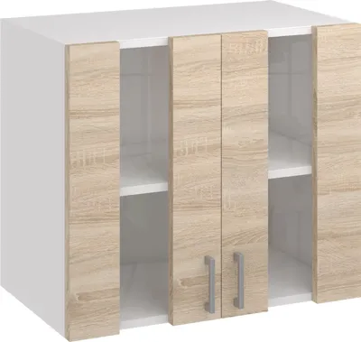 Obrázek produktu pro Kuchyňská linka Spodní skříňka Nástěnná skříňka Kuchyňská linka Lednice , Barva:Světlá Sonoma, Kuchyňské skříňky:Nástěnná skříňka se sklem 80 cm