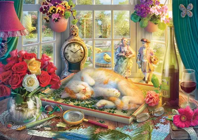 Immagine prodotto di Schmidt Spiele Puzzle Puzzlezeit mit Katze, Standard, Erwachsenenpuzzle, 1000 Teile, 59789