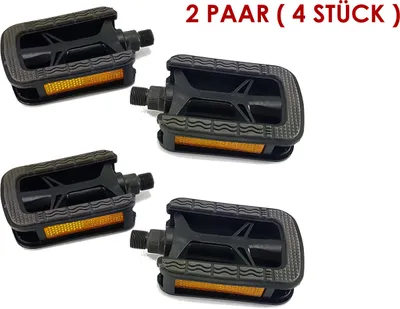 Produktbild von 2 Paar City Fahrrad Pedalen BÜCHEL Anti Rutsch Pedale mit Reflektoren schwarz NEU