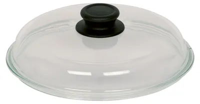 Emaille-Pfanne 28 cm, milchbraun, mit Glasdeckel