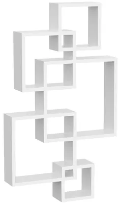 Image de Étagère murale HOMCOM à 5 cubes emboîtables et 9 compartiments, en bois de sapin blanc