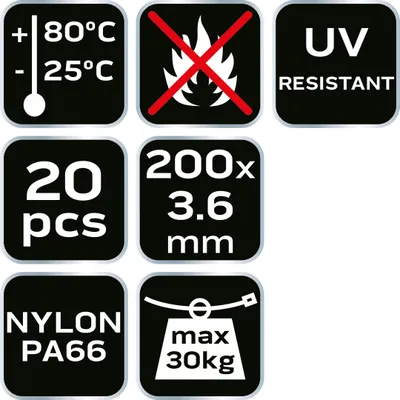Produktbild von EXTREME Kabelbinder 3,6 × 200 mm, weiß, 20 Stk.