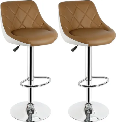 Produktbild von Barhocker 2er-Set,PU gepolsterte Barhocker,moderner drehbarer Barstuhl mit Rückenlehne, Frühstücksstühle für die Küche, höhenverstellbar (60-82cm)