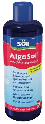 Obrázok produktu pre Söll AlgoSol, vysoko účinný prípravok na starostlivosť o jazierka, 500 ml pre až 10 000, 80533