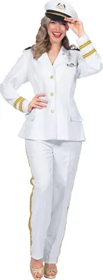 A woman wearing a captain's uniform.