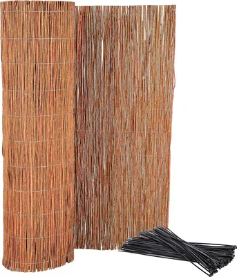 Zdjęcie produktu dla KOTARBAU® Osłona Na Balkon Taras Mata Parawan Wiklinowy Zestaw Z Opaskami Zaciskowymi 110 X 500 CM