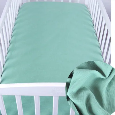 Produktbild von BabyLux Spannbettlaken Musselin 60x120 Spannbetttuch Baby-& Kinderbett Grün