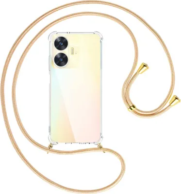 Produktbild von Handykette Backcover-Schutzhülle mit Band (Metall goldfarben) für Realme C55 (6.72'') - Goldkordel