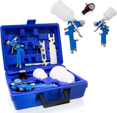 Produktbild von BITUXX® HVLP Lackierpistolen 2er Set Druckluftpistolen Farbsprühpistolen Spritzpistolen Farbspritzpistolen Set Lackieren Lackpistole Lackierpistole Spraypistole  MS-18992