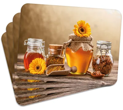 Produktbild von MG Design Set aus 4 Kork-Platzsets - Honey 1 - 30 x 40 cm - hitzebeständig & abwischbar, mit Korkrückseite