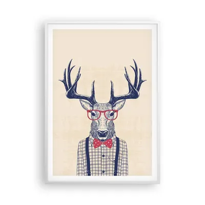 Produktbild von Gerahmtes Poster - Weißer Rahmen - Charakter Hirsch Illustration hipster - 70x100 cm - Wand Bild - Wanddeko - Wandbilder - Wandposter - Bilderrahmen - Bilder - Kunstdruck - Wandbild - P2WPA70x100-3120
