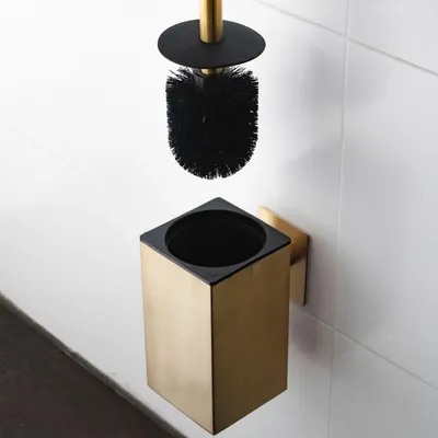 Produktbild von ELMOWO - Edelstahl Klobürste ohne Bohren in gold - Toilettenbürsten zur Wandmontage - Toilettenbürste für Bad Klobürstenhalter WC-Garnitur / Bürste