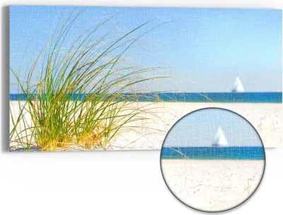 Produktbild von DEQORI Hybrid Leinwand Bild 60x30 cm 'Meeresweite Stille' Wandbild Glas flach modern