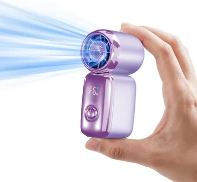 Produktbild von Tragbarer Mini-Handventilator,6 Geschwindigkeiten,20000 U/min,persönlicher Ventilator mit LED-Display,USB-wiederaufladbar,Mini-Ventilator(lila)