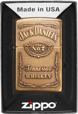 Obrázok produktu pre Zapa?ova? Zippo leštená mosadz s plaketou Jack Daniel's benzínový