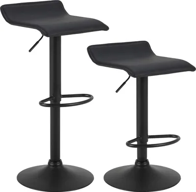 Immagine prodotto di Happyment BarStool Wavey - Nero - Set di 2 - Sgabelli da bar regolabili in altezza - Senza schienale - Sgabelli da cucina - Altezza di seduta 56-78 cm