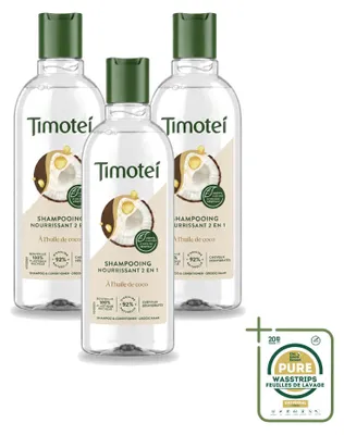 Immagine prodotto di 3 flaconi di shampoo nutriente 2-in-1 Timotei - 300 ml ciascuno - confezione risparmio - 3 pezzi