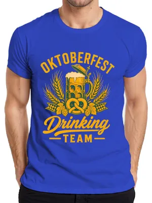Obrázok produktu pre Tím na , pohár na pivo, slaný rožok, kožené nohavice, tradičné šaty, pánske tričko, modré, veľkosť S