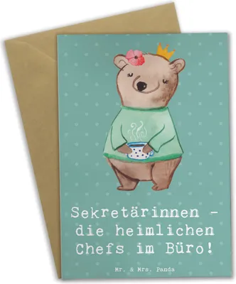 Produktbild von Mr. & Mrs. Panda Grußkarte Sekretärin Chefin - Meeresbrise - Geschenk, Berufspassion, Sekretärinnen wertschätzen, Korrespondenz, Chefetage, Wertschätzung, osterkarte