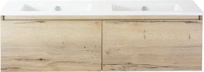 Produktbild von Sanox Badmöbel-Set Frozen BxHxT 141 x 42 x 46 cm Frontfarbe eiche natur mit Waschtisch Keramik weiß 75735227