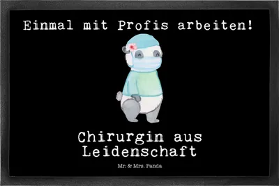 Produktbild von Mr. & Mrs. Panda Fußabstreifer Chirurgin Leidenschaft 50 x 75 cm - Schwarz - Geschenk, Ärztin, Krankenhaus, Schmutzmatte, Gummimatte, Spruch, Schmutzfangmatte, Fussmatte