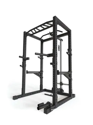 Produktbild von ATLETICA R7-Cage Power Rack | 200 cm Höhe | Mit Latzug- und Ruderstation, Multi-Grip Pull-Up Bar, Dip-Barren, Spotter Arme, 4 J-Hooks und Landmine
