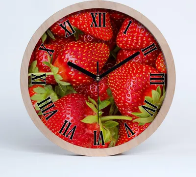 Produktbild von Holzuhr 20fi cm wanduhr - schwarze Spitzen - Erdbeeren