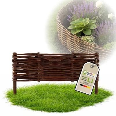 Imagen del producto de Valla de sauce - Cerca decorativa para jardín - 20 x 50 cm - Borde para macizos de flores - Palisada natural