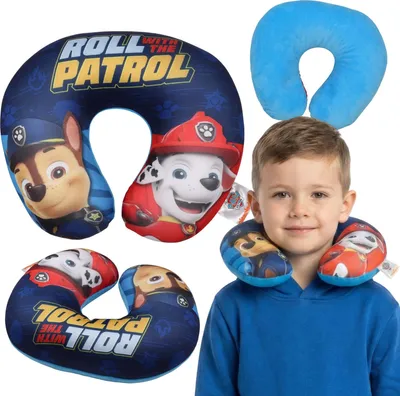 Obrázek produktu pro Paw Patrol Chase Marshall Cestovní polštář, polštářek na krk do letadla, opěrka hlavy do auta 26x30cm